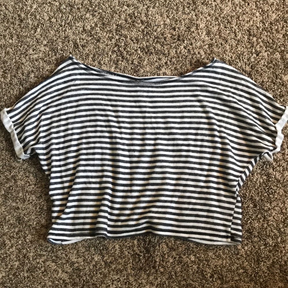 cropped top with black and white stripes